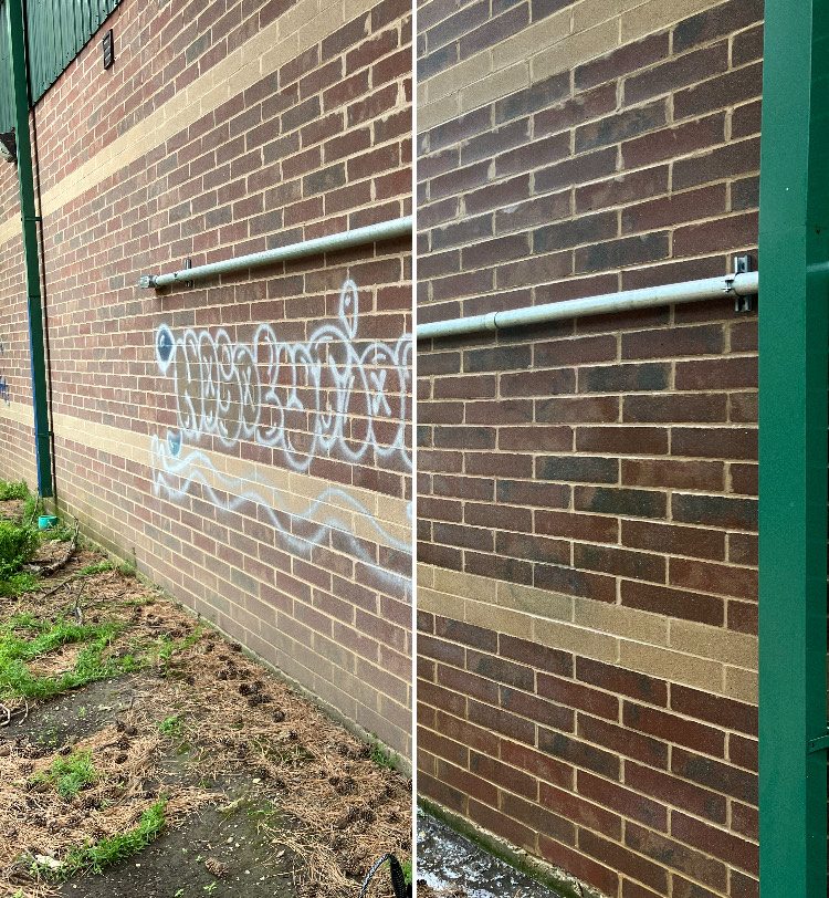 Graffiti removal, before and after
