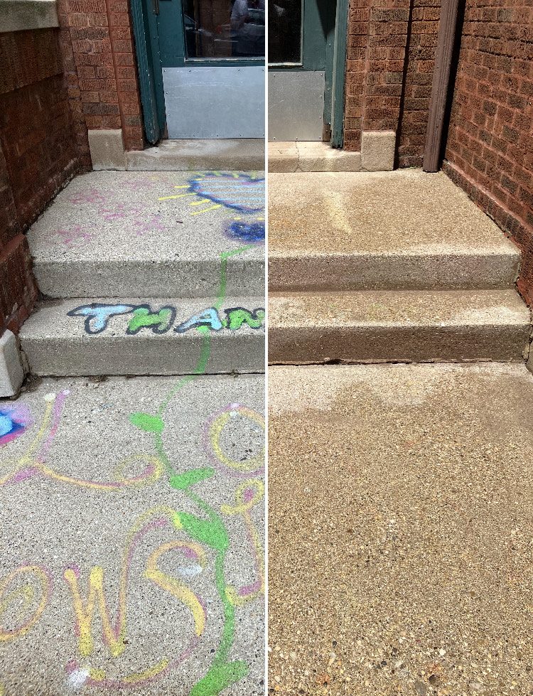 Graffiti removal, before and after
