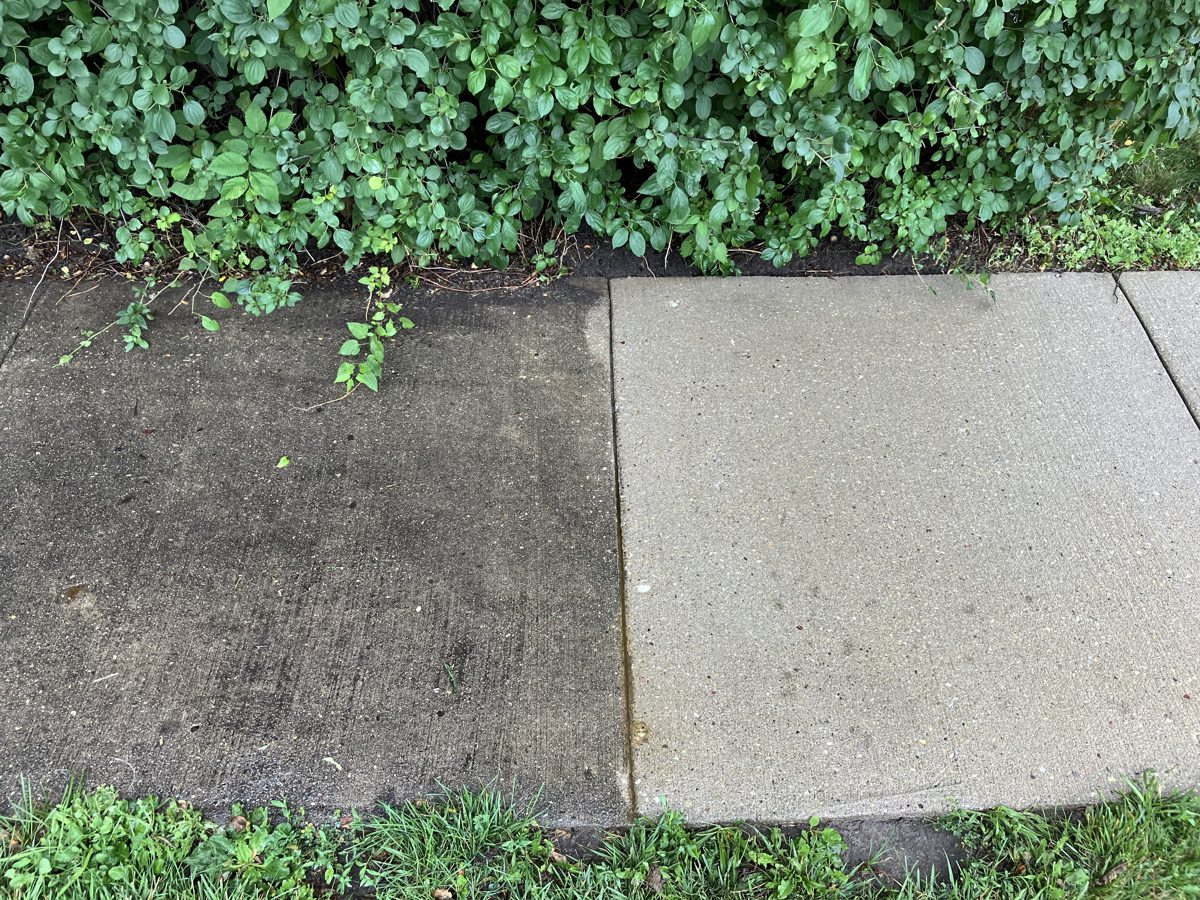 Graffiti removal, before and after